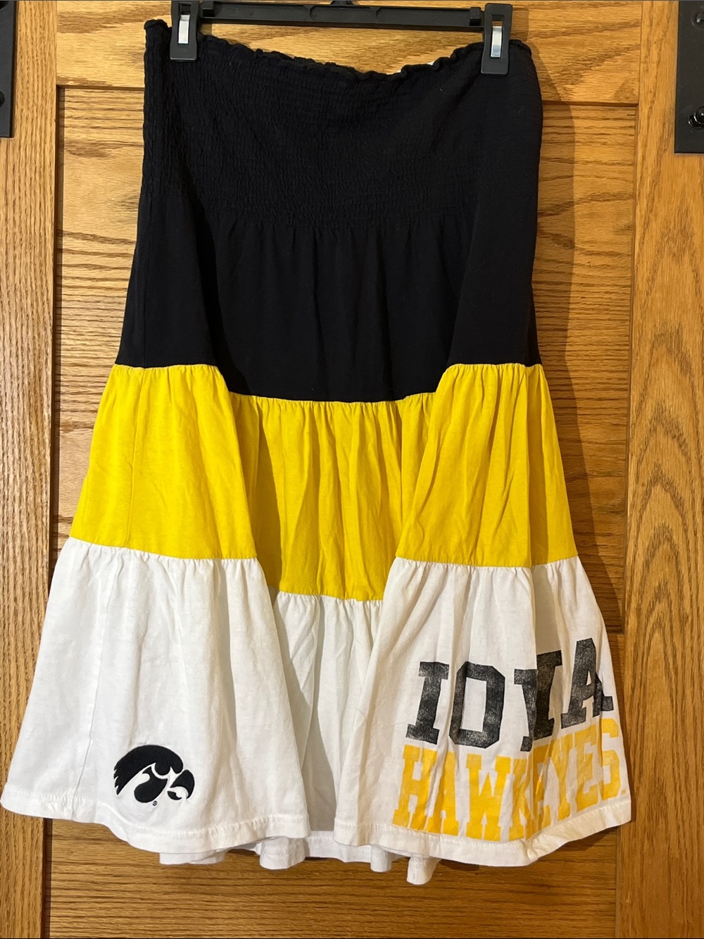 Iowa Hawkeye Black, Yellow & White Strapless Colorblock Dress - Team Inspired